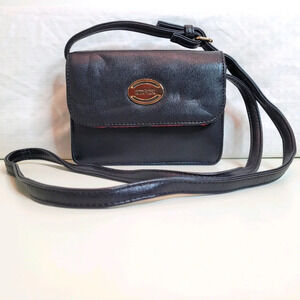 Kenneth Cole Reaction Black Faux Leather Crossbody Shoulder Bag Purse